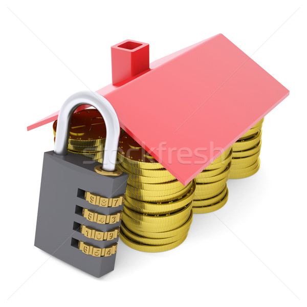 House made of dollars and combination lock Stock photo © cherezoff