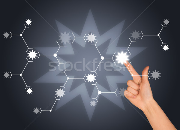 Forefinger presses on white star. Connection concept Stock photo © cherezoff
