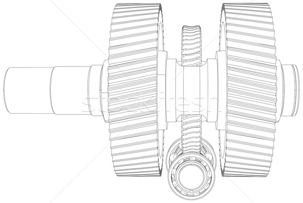 Wire-frame gears with shafts. Close-up. Vector Stock photo © cherezoff