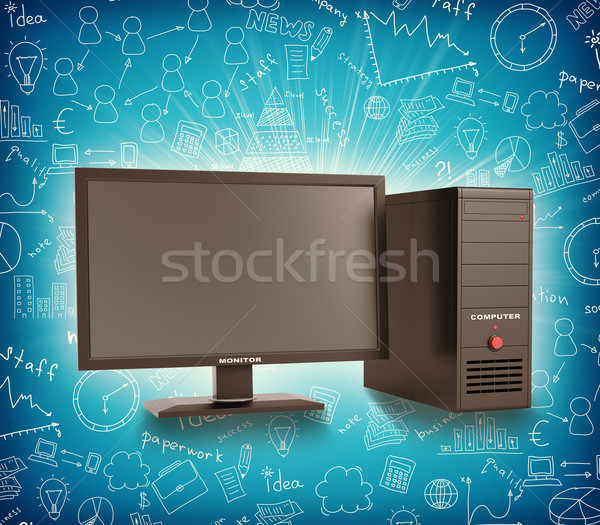 черный ПК компьютер аннотация синий различный Сток-фото © cherezoff