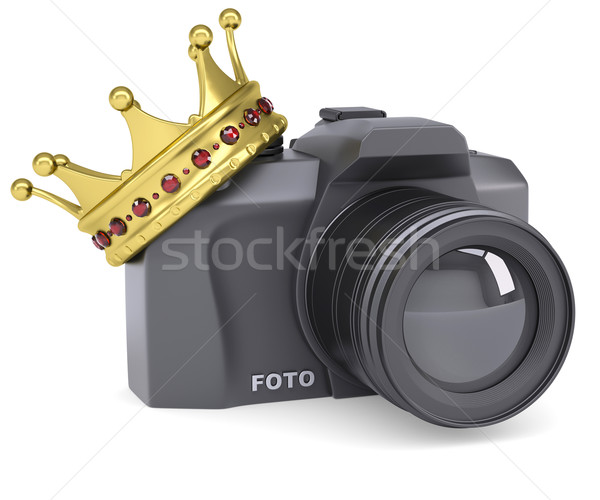 Professional camera and gold crown Stock photo © cherezoff