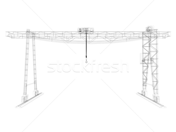 Stock photo: Gantry crane. Wire-frame