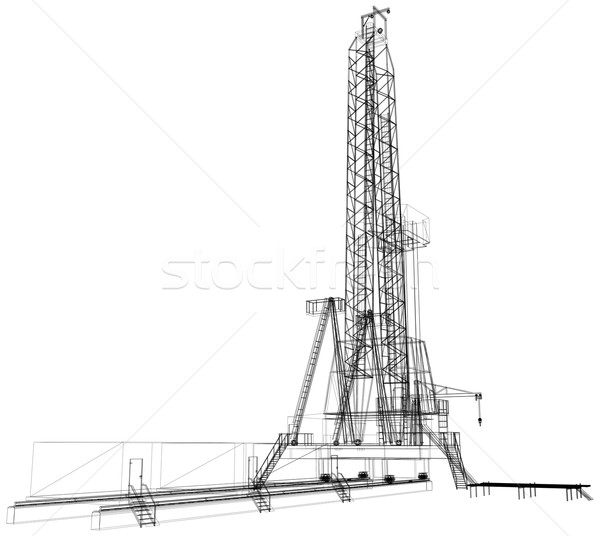 Torre de perforación petrolera detallado aislado blanco vector Foto stock © cherezoff