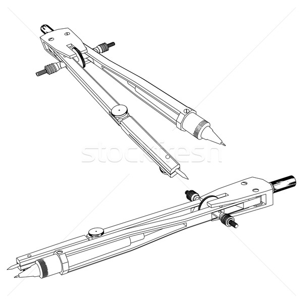 Wire-frame drawing compasses. Vector illustration Stock photo © cherezoff