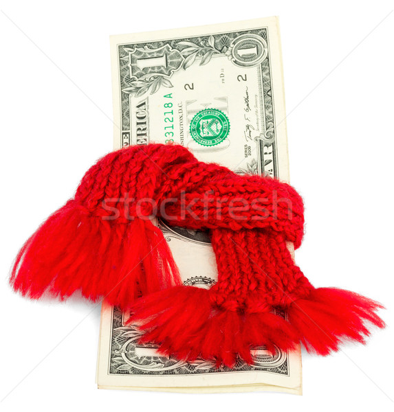 Een dollar bankbiljet Rood sjaal Stockfoto © cherezoff