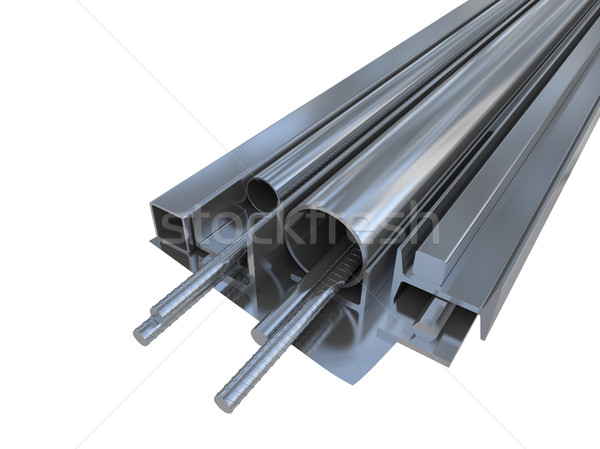 Black metal pipes, angles, channels, squares Stock photo © cherezoff