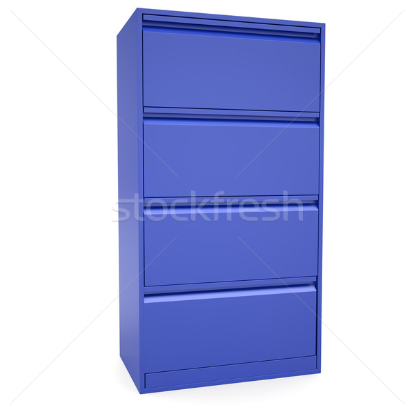 Niebieski metal szafka odizolowany oddać biały Zdjęcia stock © cherezoff