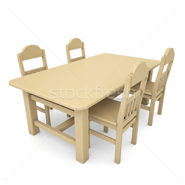 Wooden table and chairs Stock photo © cherezoff