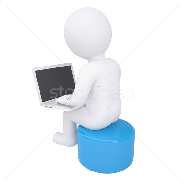 Zdjęcia stock: Biały · mężczyzna · 3d · pracy · laptop · oddać · komputera