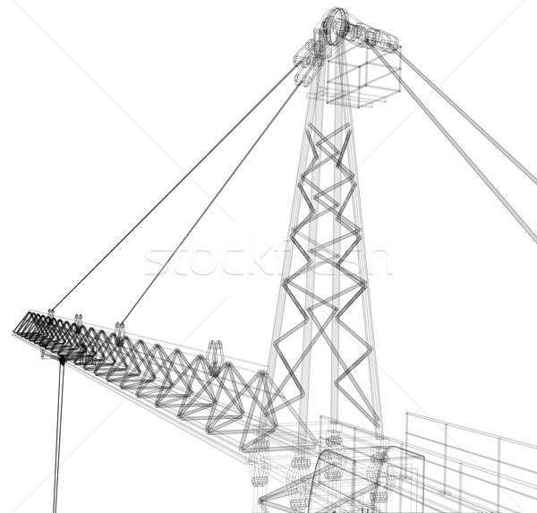 Tower construction crane. Vector rendering of 3d Stock photo © cherezoff