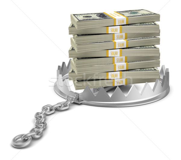 Geld tragen Trap isoliert weiß Stock foto © cherezoff