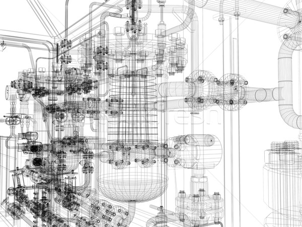 Industrial equipment. Wire-frame render Stock photo © cherezoff