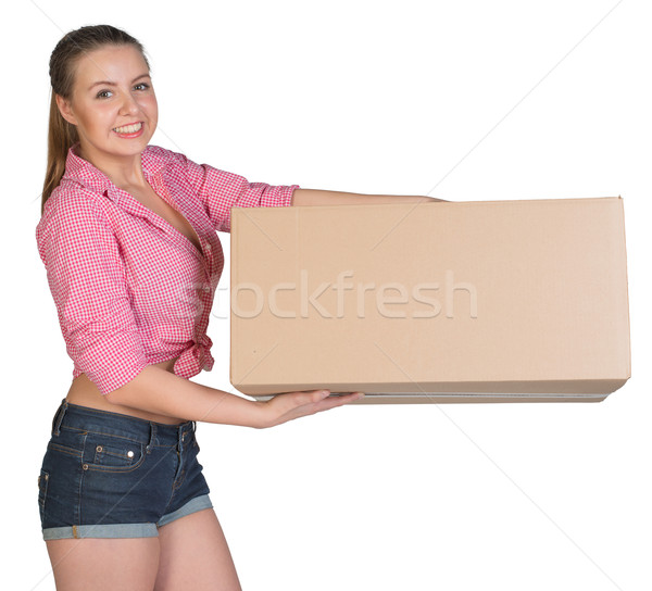 Woman holding cardboard box Stock photo © cherezoff