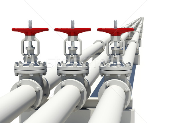 Three white pipes with valves Stock photo © cherezoff