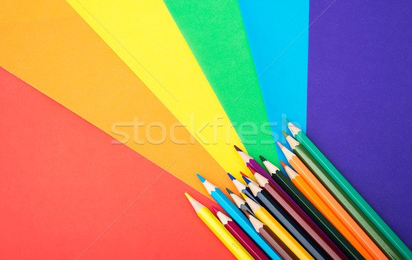 Crayons coloré papier isolé blanche [[stock_photo]] © cherezoff