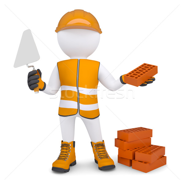 3d man in the form of building with bricks Stock photo © cherezoff