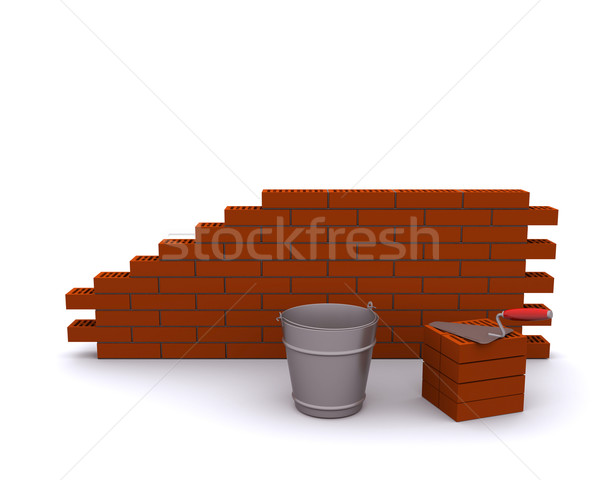 laying bricks, and tools Stock photo © cherezoff