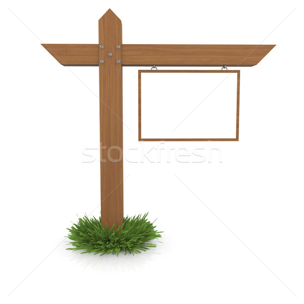 Wooden signboard in the grass Stock photo © cherezoff