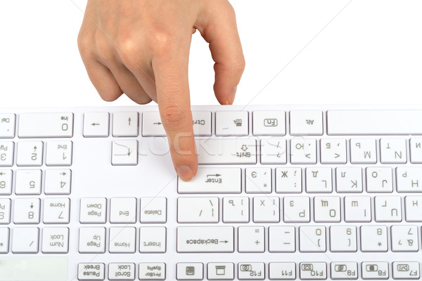 Humans finger pressing on keyboard button Stock photo © cherezoff