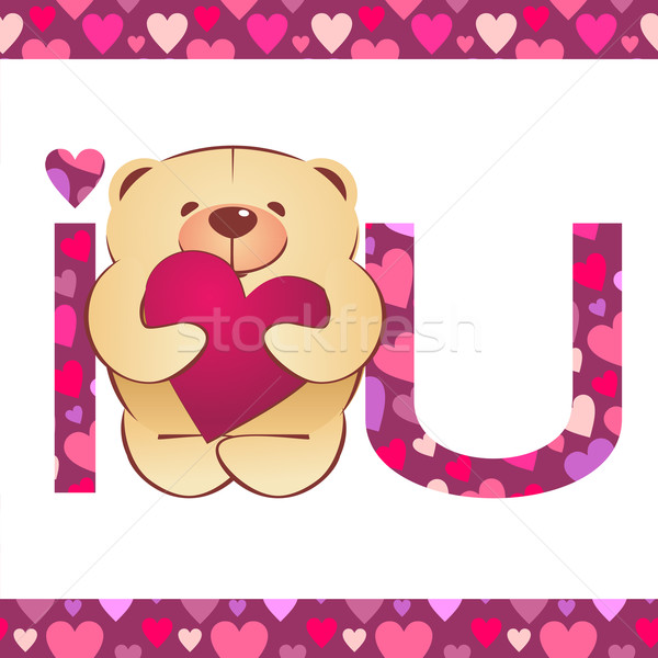 teddy bear with heart and i love you text on white background wi Stock photo © cherju