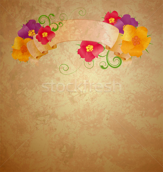 Farbenreich Blumen alten blättern Altpapier Papier Stock foto © cherju