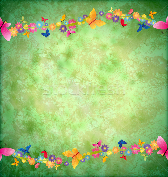 Verde flores frontera papel textura Foto stock © cherju