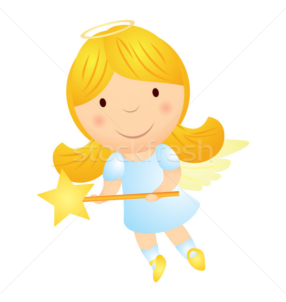 vector cartoon angel girl with magic wand Stock photo © cherju
