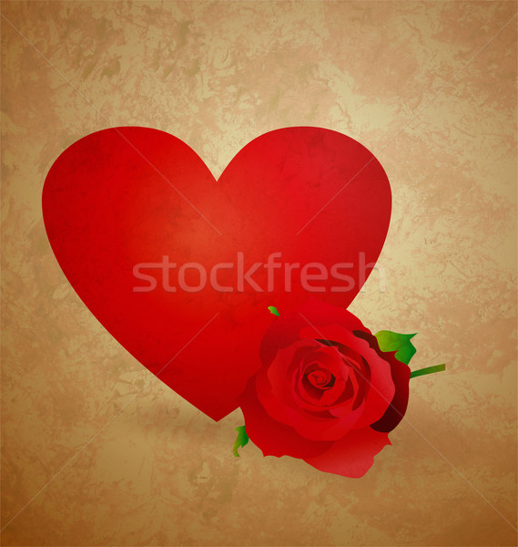 red heart wintage xtyle valentines day illustration for love, ro Stock photo © cherju