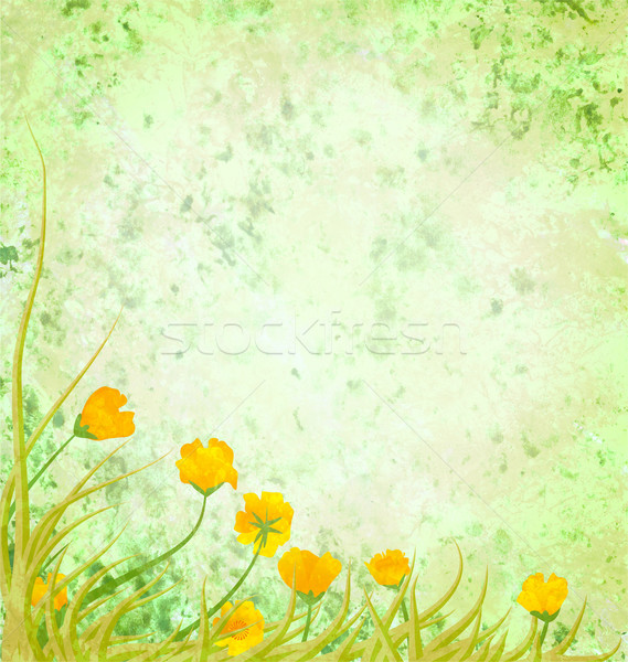 Stock photo: light green illustration with yellow flowers