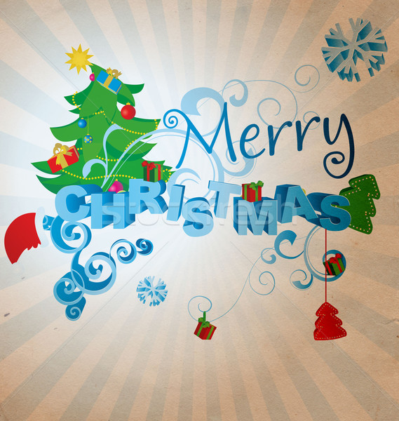 Stock photo: christmas 3D text in vintage style