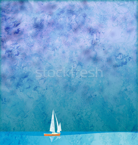 white yacht in blue sea under blue sky grunge background Stock photo © cherju