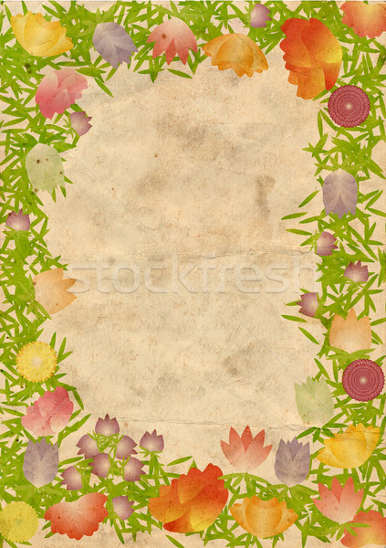 Papel velho cartão flores folha beleza retro Foto stock © cherju