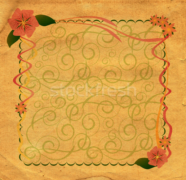 Fleurs vieux papier jaune design Photo stock © cherju