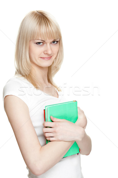 Libros blanco cara estudiante verde Foto stock © chesterf