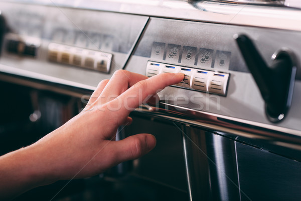 Profi kávéfőző közelkép kilátás barista gomb Stock fotó © chesterf