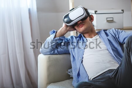 Mann Headset Couch Sitzung tragen Business Stock foto © chesterf