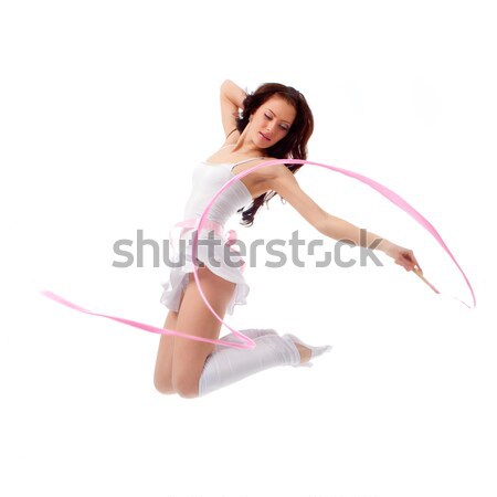 woman sitting with ribbon Stock photo © chesterf