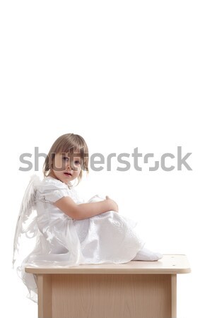 angel girl sitting on pedestal Stock photo © chesterf