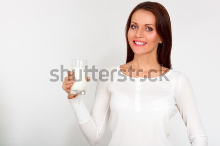 Donna vetro latte bianco giovani Foto d'archivio © chesterf