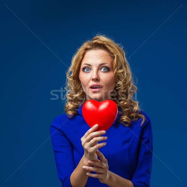 Сток-фото: женщину · формы · сердца · синий · платье