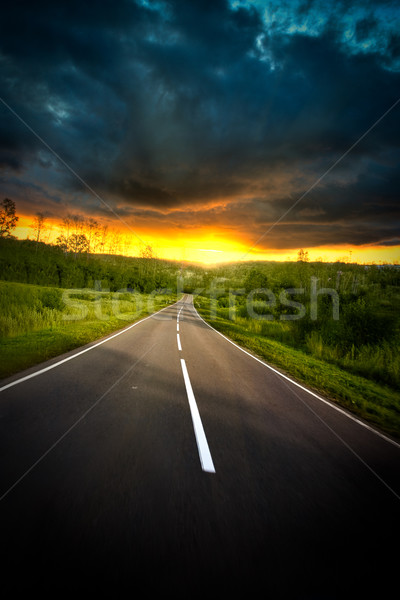 Stock photo: road to the sunset