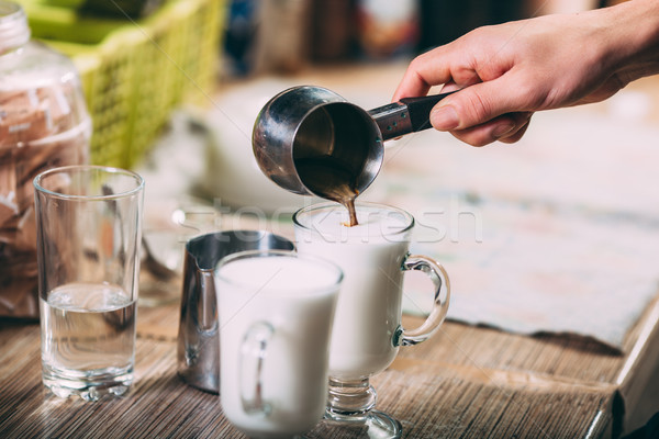 Foto d'archivio: Barista · mani · coppe · foto · mano