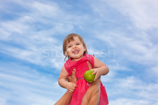 happy little baby girl over blue skies Stock photo © chesterf