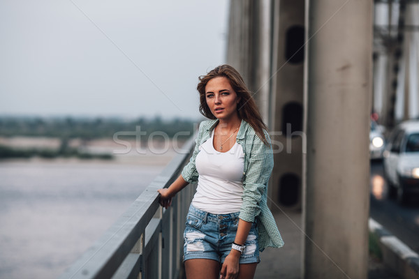 肖像 女性 橋 成人 美人 立って ストックフォト © chesterf
