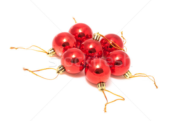 isolated red seven christmas balls Stock photo © chesterf