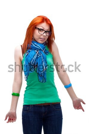 red haired girl showing ok gesture Stock photo © chesterf