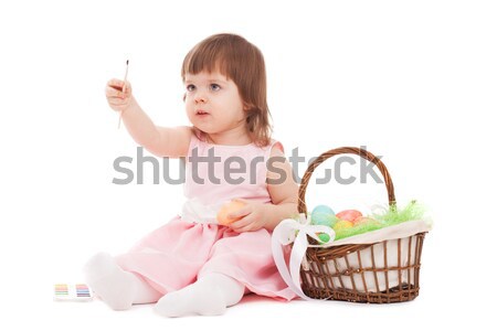 little girl playing with eater eggs Stock photo © chesterf
