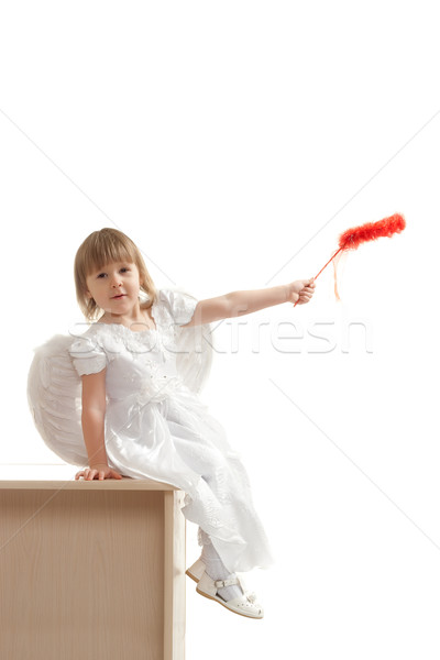 angel girl sitting on pedestal Stock photo © chesterf