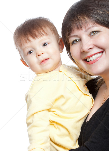 Stock fotó: Anya · fiú · boldog · portré · fehér · nő