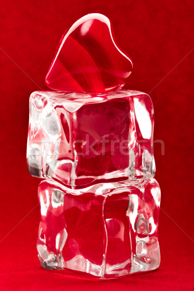 Piros szív kettő jégkockák szeretet szépség Stock fotó © chesterf